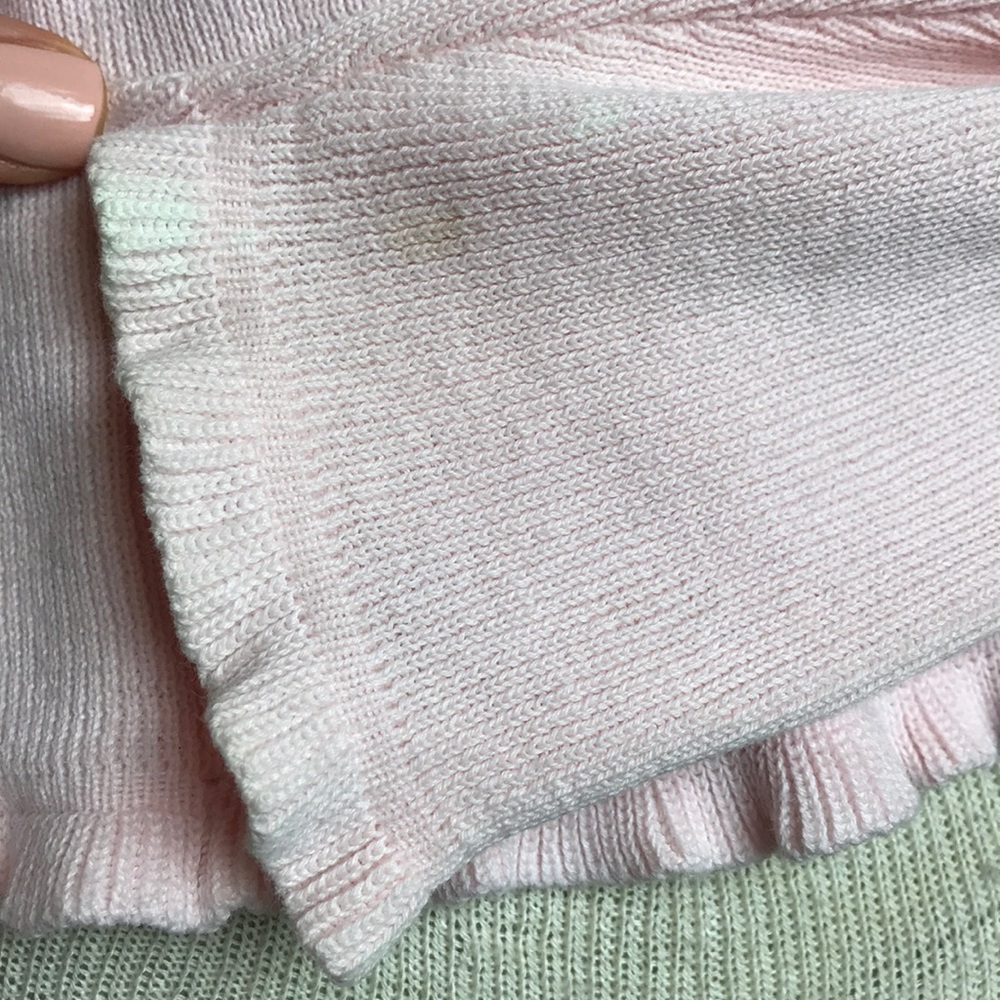 Baby Pink Button Up Girls Spring Ruffle Sweater - Picture 7 of 8